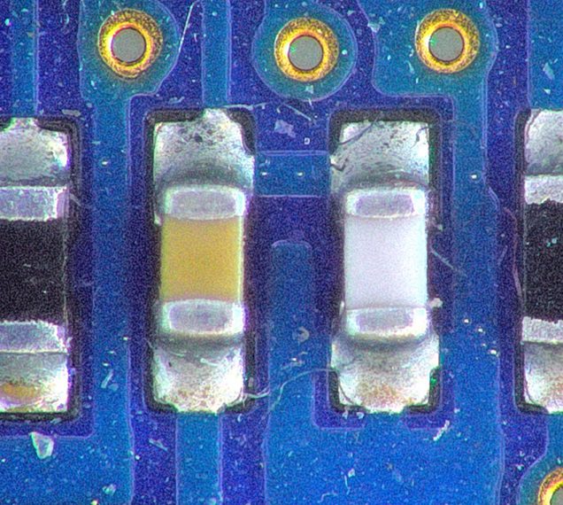 Magnified PCB with a digital microscope