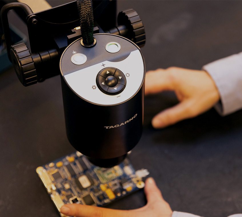 ZAP microscope seen from above with a PCB beneath it